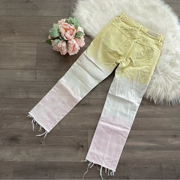 GRLFRND Mica Crop Color Block Changing Skies Fray Hem Jeans 26 - Picture 6 of 10